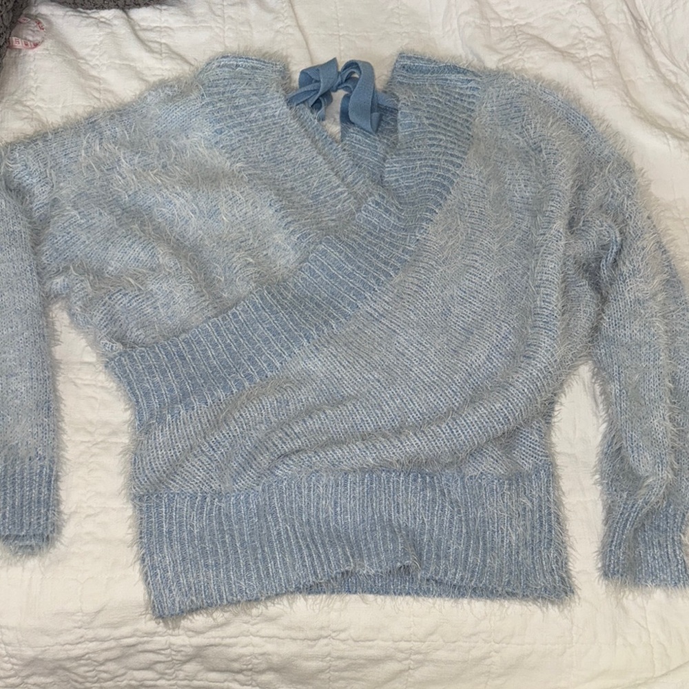 Fashion on Earth faux wrap eyelash sweater small